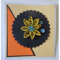 Yellow quilled flower_on black circle