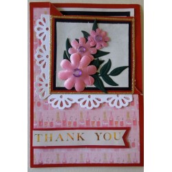 Thank you_three pink silk flowers_fancy fold