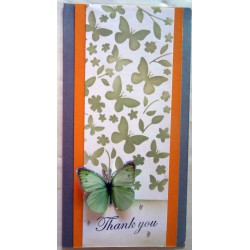 Thank you - slimline - green butterflies