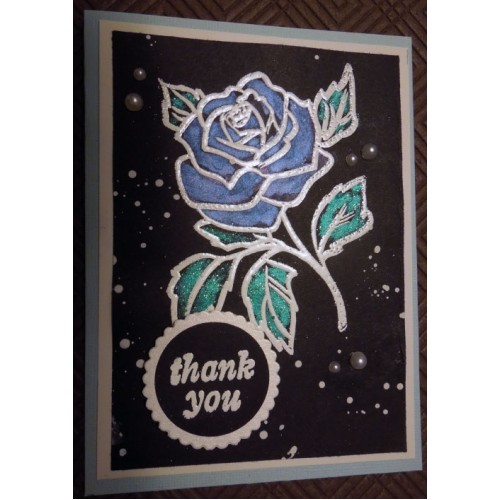 Thank you - blue rose on black