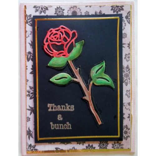 Thanks a bunch - red rose on black backgrnd