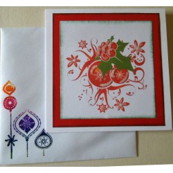 Two Xmas ornaments_red square border